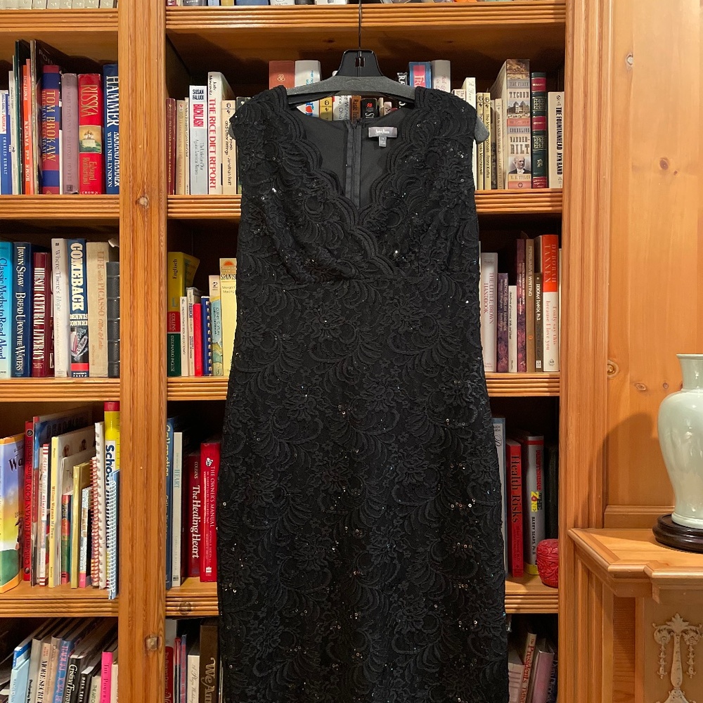 Neiman Marcus black sequin lace dress